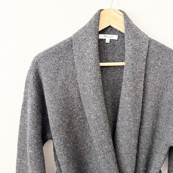 MADEWELL | Donegal Tie-Waist Cardigan Sweater "Thunder" Gray Wool Blend | Medium - Picture 5 of 9